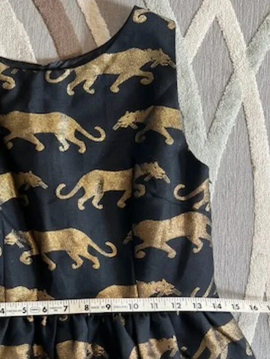 Eyedoll Anthropologie Black & Gold Panther Dress Woman's Size 4 - Picture 10 of 11